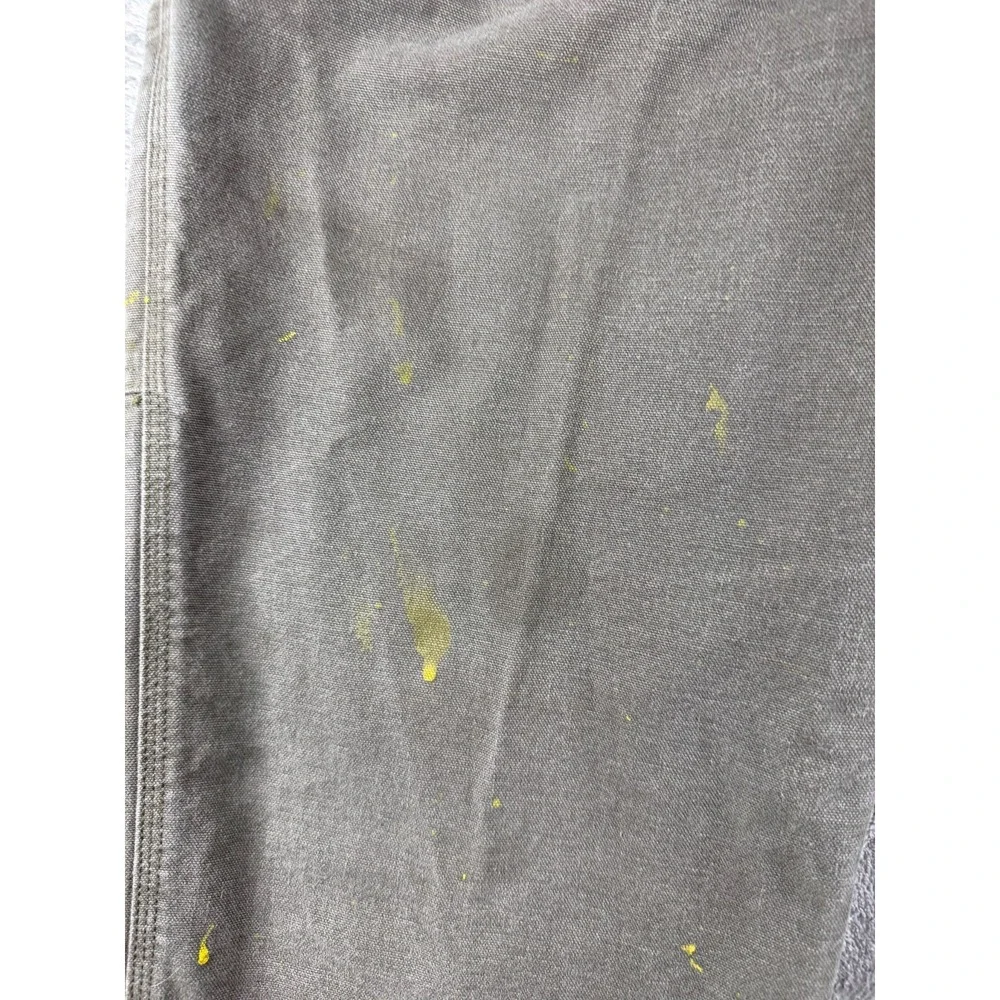 Carhartt Mens 38x34 Distressed Work Pants Gray Canvas Paint Utility (37x32)